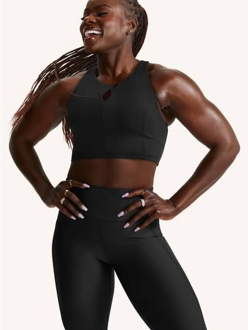 Peloton Precise & Charged High Neck Sports Bra Black Medium Pocket